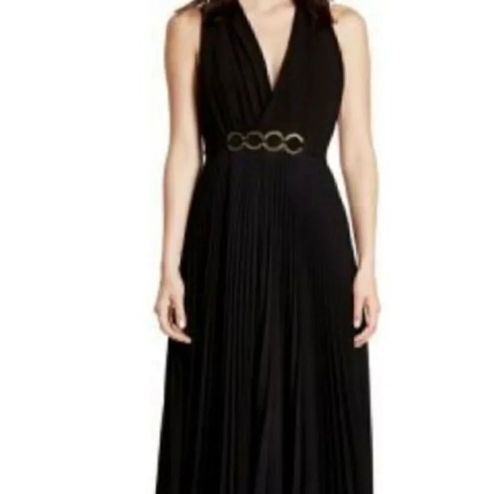 Halston Heritage Black Pleated Skirt Evening Gown NWT size 8